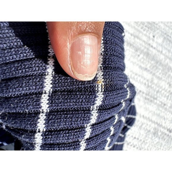 Lauren Ralph Lauren Sweater Blue White Striped Cardigan Nautical Ribbed Womens - Picture 16 of 16